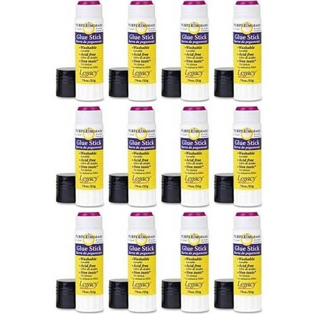 Jumbo Glue Sticks 74oz Purple Dries Clear Non Toxic 12 Each