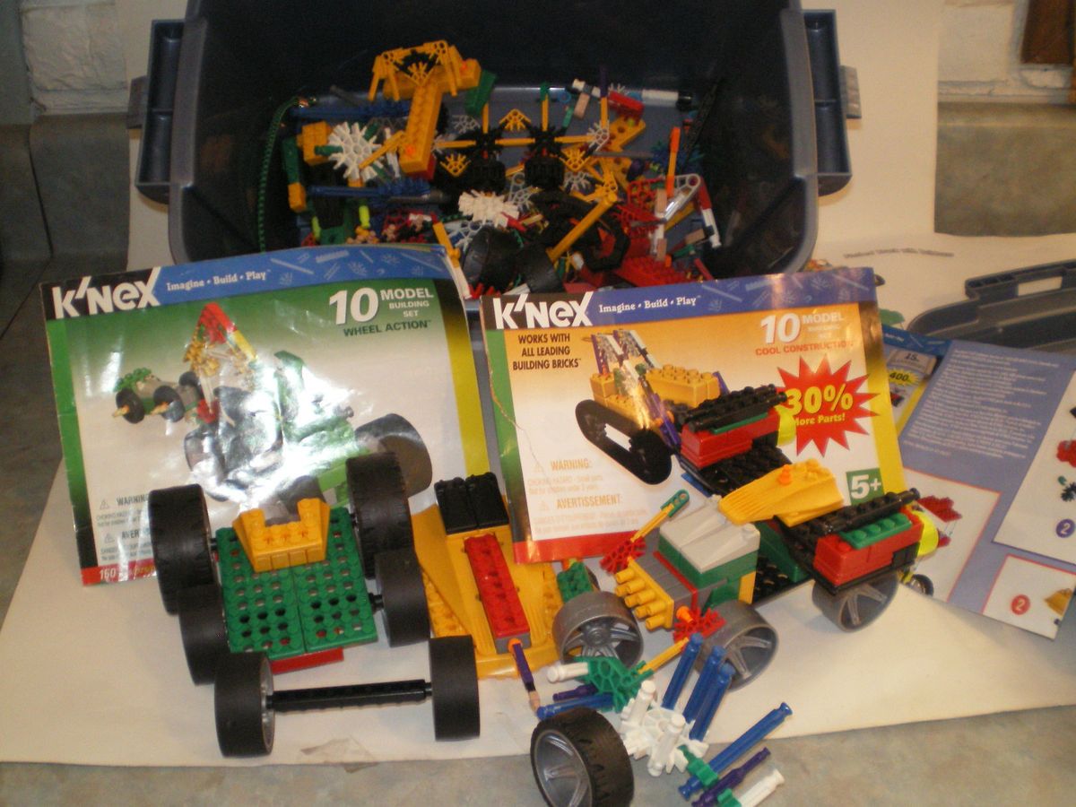 NEX Large Lot w Instructions and K NEX Tote