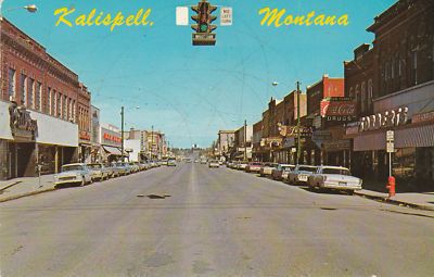 F0476 MT Kalispell Main Street Postcard