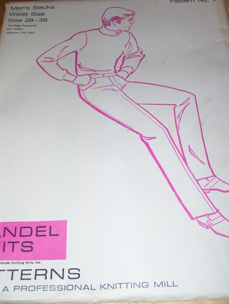 KANDEL KNITS 11 MENS RETRO 1970s LEISURE SLACKS or PANTS PATTERN W 28