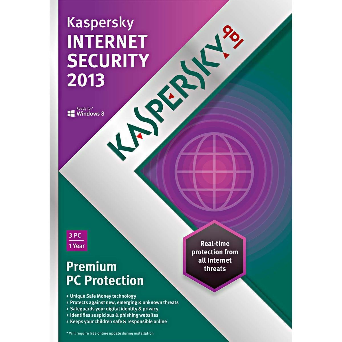 Kaspersky Internet Security 2013 not 2012 3 PC 1 Year  w