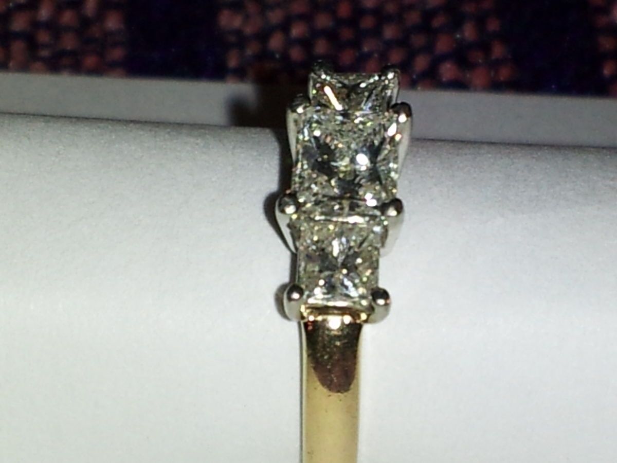 carat TW Princess Cut diamond ring, 14k yellow gold size 6.5 KAY