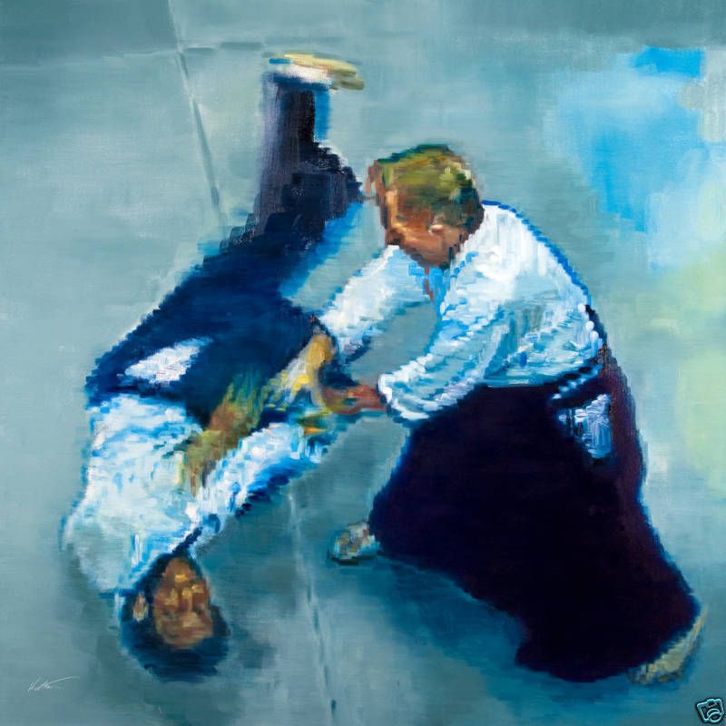 KEATING Original Art MARTIAL ARTS AIKIDO Oil Painting PIXEL