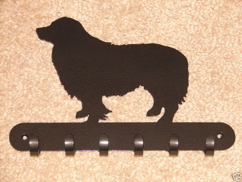 Border Collie Leash Rack Hat Key Coat Hook Wall Decor