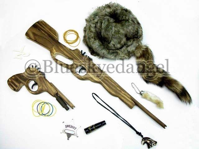 Toy Rubberband Guns Hat Badge Necklace Rabbit Foot Whistle Gift Set