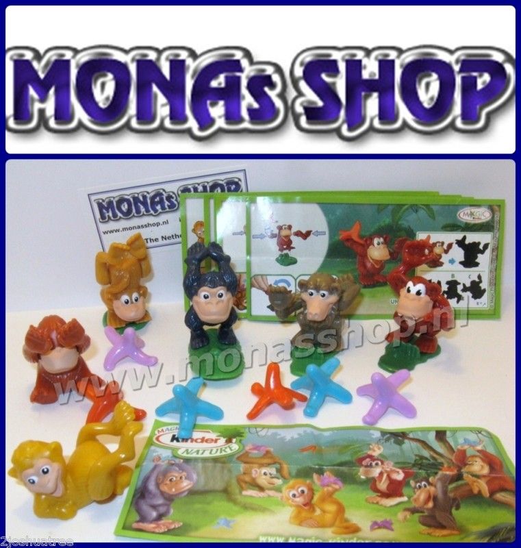 KINDER SURPRISE TOYS 2011 COMPLETE SET NATURE MONKEYS APE SERIE 6