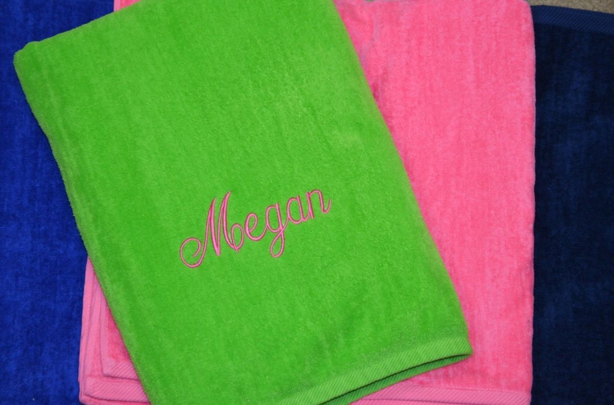 Monogrammed Beach Towel Oversized and Heavyweight