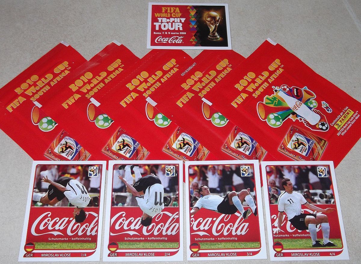 Wm 2010 Coca Cola Extrasticker Set Trophy 4 x Klose 5 Packs