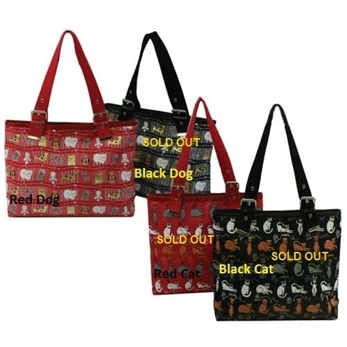 Kristine Dog Print Red Tote Handbag Perfect for Books or as A Pet Bag