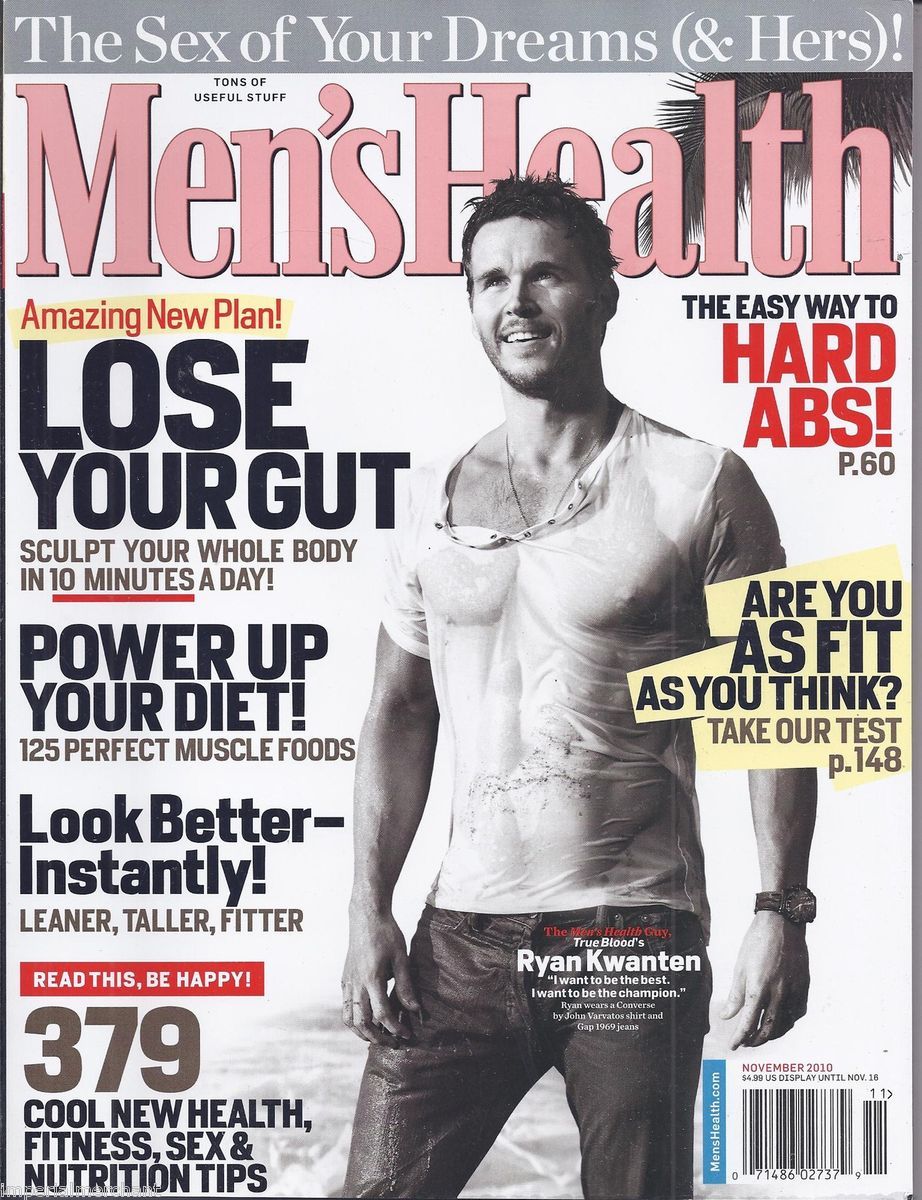 Mens Health Magazine True Blood Ryan Kwanten Muscle Foods Hard ABS Fit ...