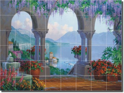 Senkarik Lake Como Backsplash Ceramic Tile Mural Art