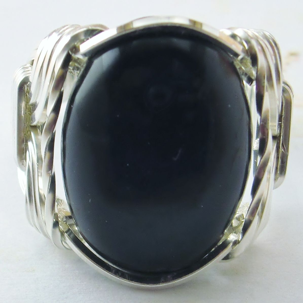 R942 Black Onyx Artisan Ring Sterling Silver Mens or Ladies