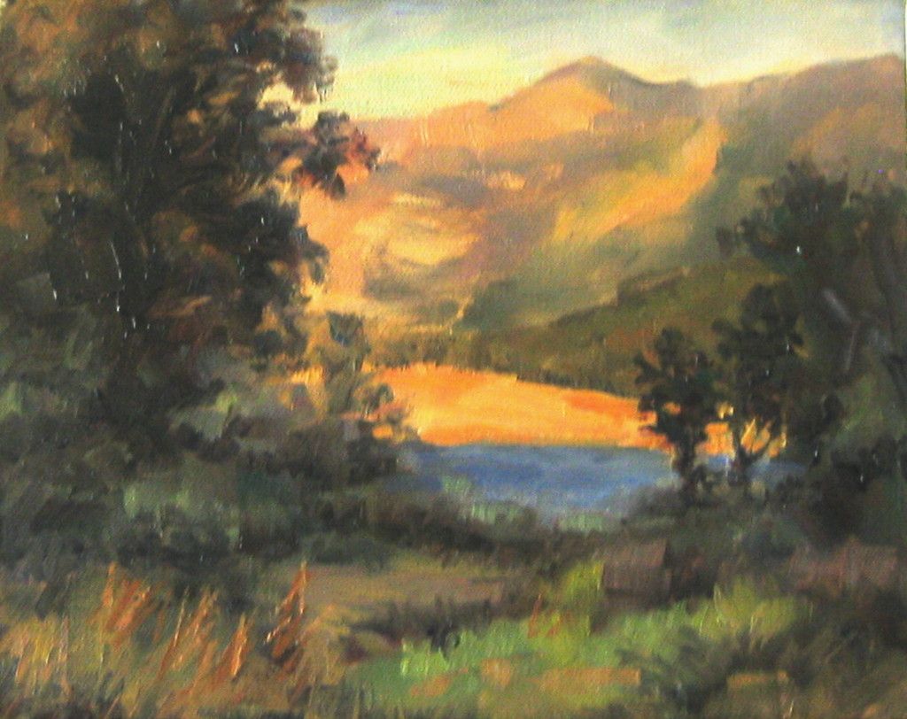 ART CALIFORNIA LISTED PLEIN AIR IMPRESSIONIST TONALISM OAKS HILLS LAKE