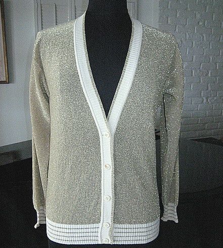 La Perla Metallic Gold Lame Mod Vntg Tennis Sweater