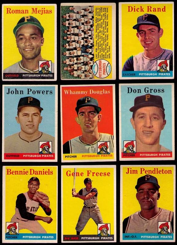 1958 Topps Pittsburgh Pirates 9 dif Gross Rand Team Etc