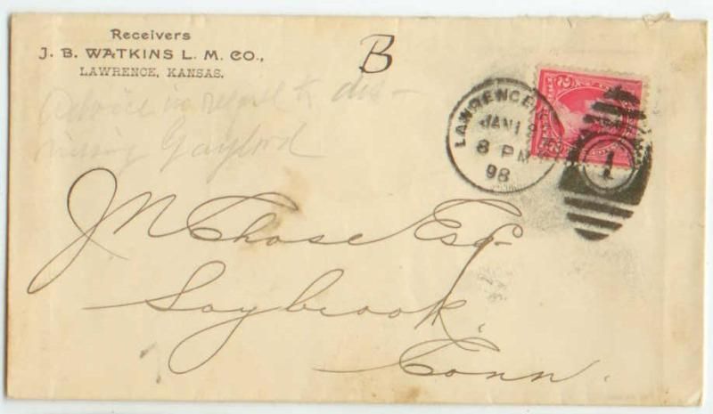 1898 Lawrence Kansas J B Watkins L M Co