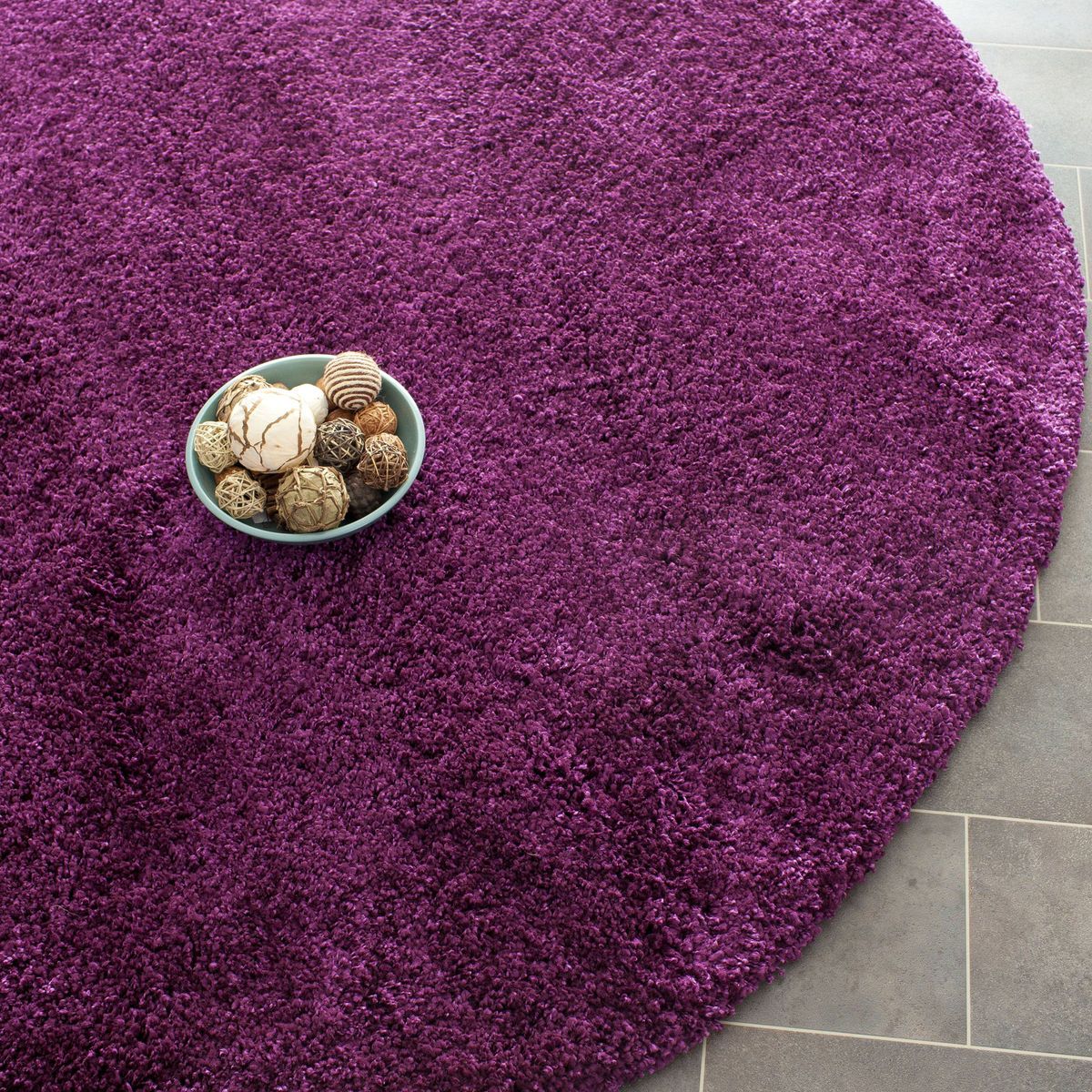 Hand Woven Cozy Shag Purple Carpet Area Rug 7 Round