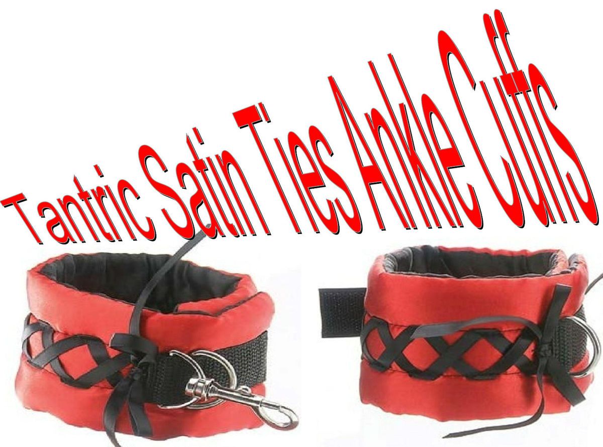 Tantric Satin Ties Ankle Leg Cuffs Restraints Red Black