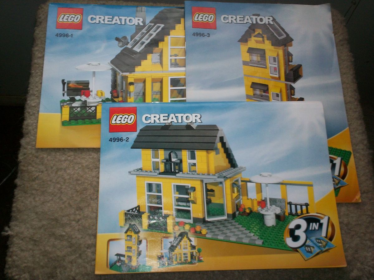 Complete Set All 3 Lego Creator 4996 Beach House Instructions Booklets