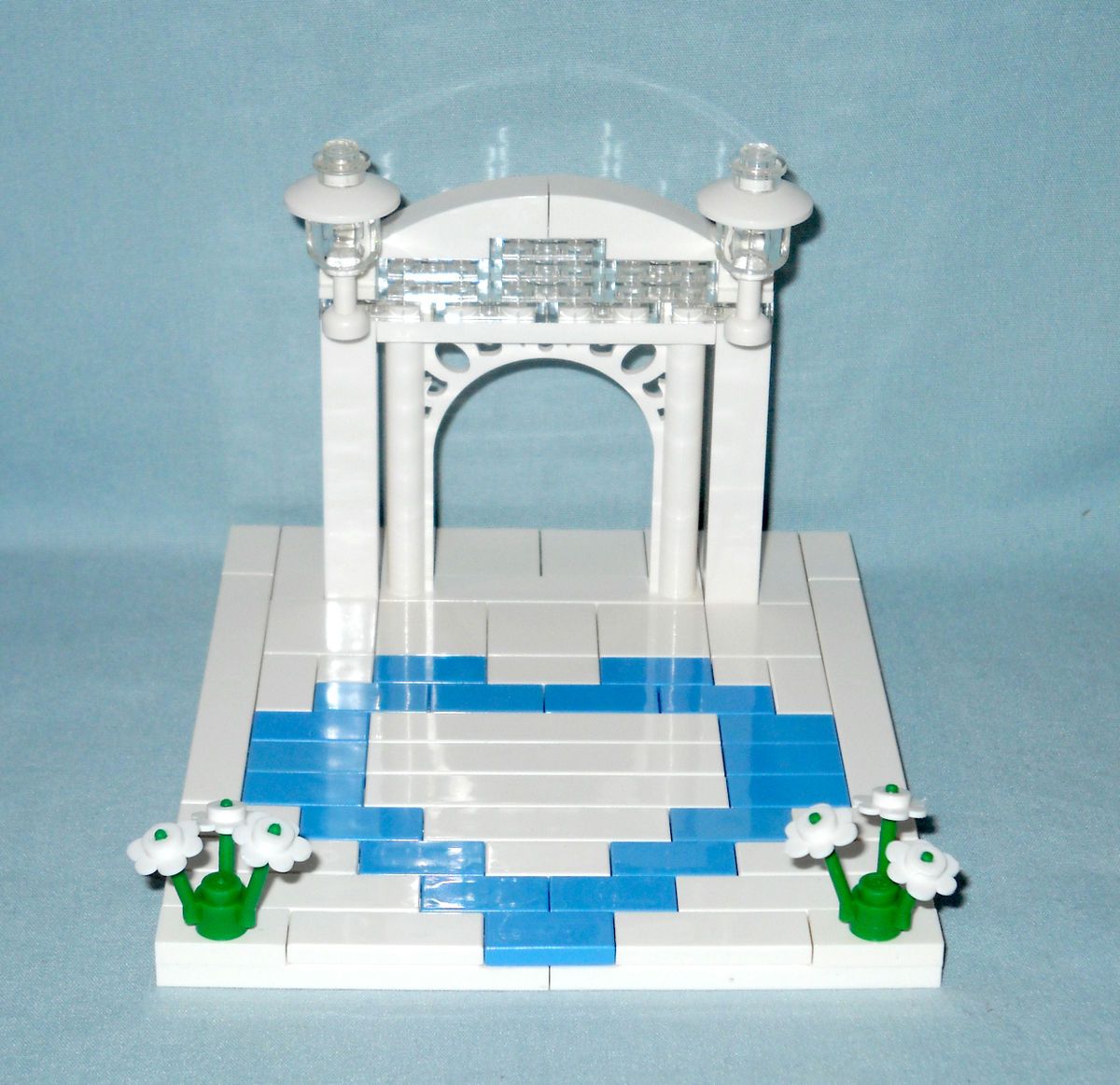 Lego Wedding Medium Blue Heart Cake Topper with Arch for Bride Groom