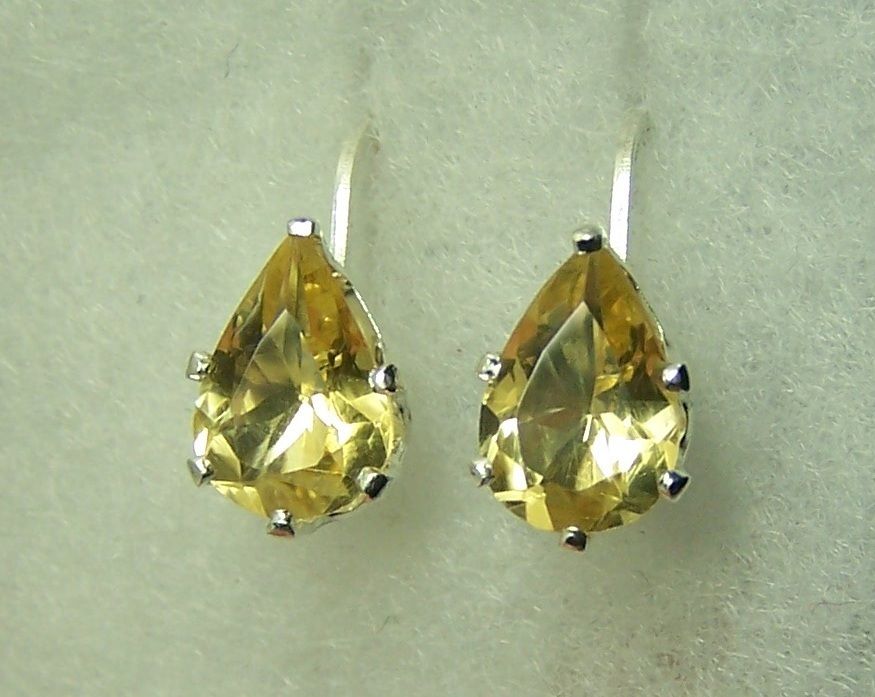 SS 5ctw Lemony Citrine Leverback Earrings Lever Backs