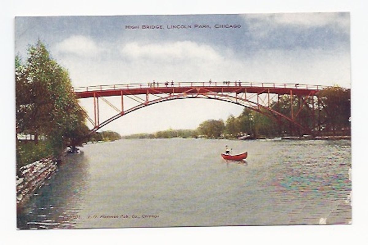 Lincoln Park Chicago High Bridge Postcard as Is C 1910