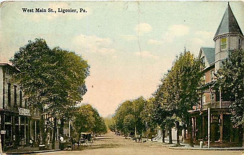 Pennsylvania PA Ligonier West Main Street 1918 Postcard