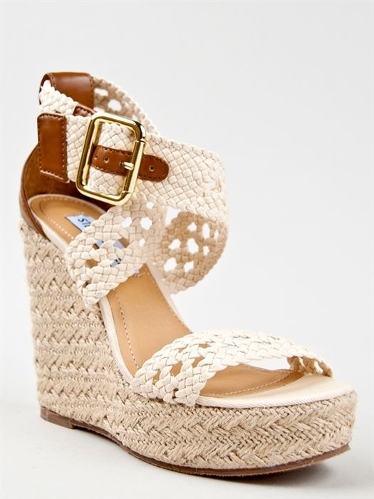 New Steve Madden Magestee Women Strappy Espadrille Wedge Sandal Beige