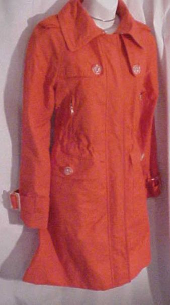 London Fog Cute Class Coral Orange Trench Raincoat S