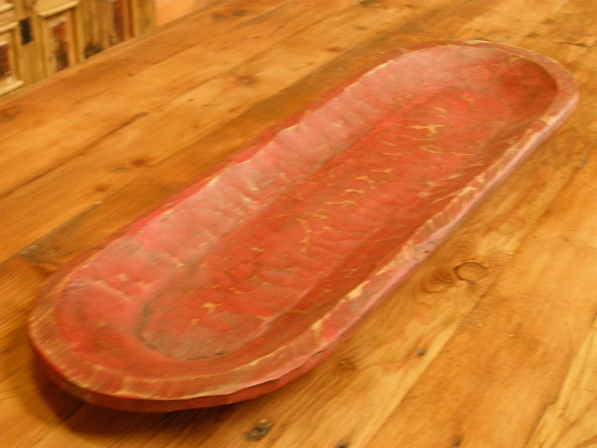 Long Rustic Pine Dough Bowl Primitive Batea Doughboard Trencher 12x40