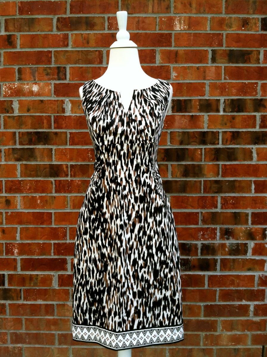 London Times Leopard Print Sleeveless Dress Size 8