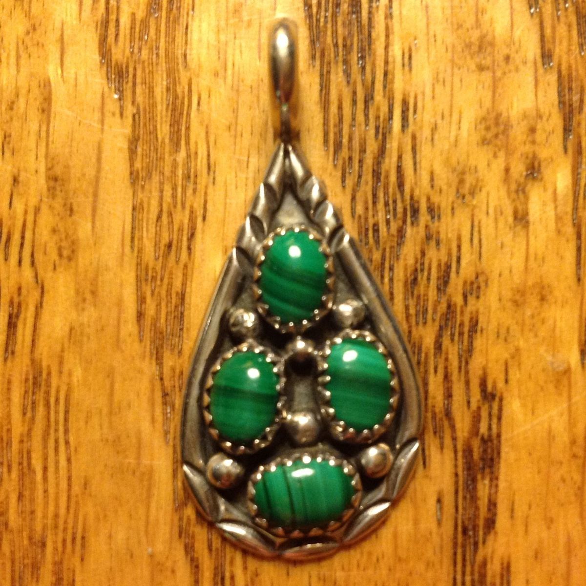 Sterling Silver Teardrop Malachite Handcrafted Pendant Arizona