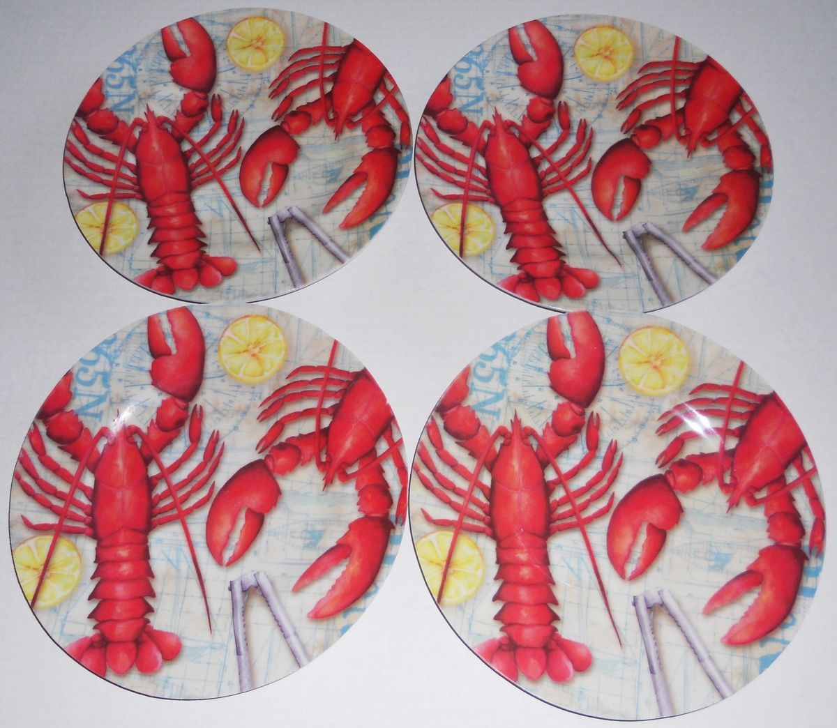 Lobster Melamine Salad Plates 4 Pcs