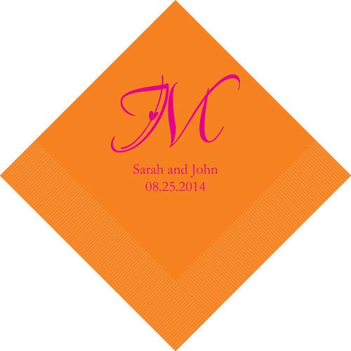 100 Personalized Initial Luncheon Napkins 24 Napkin Colors to Choose