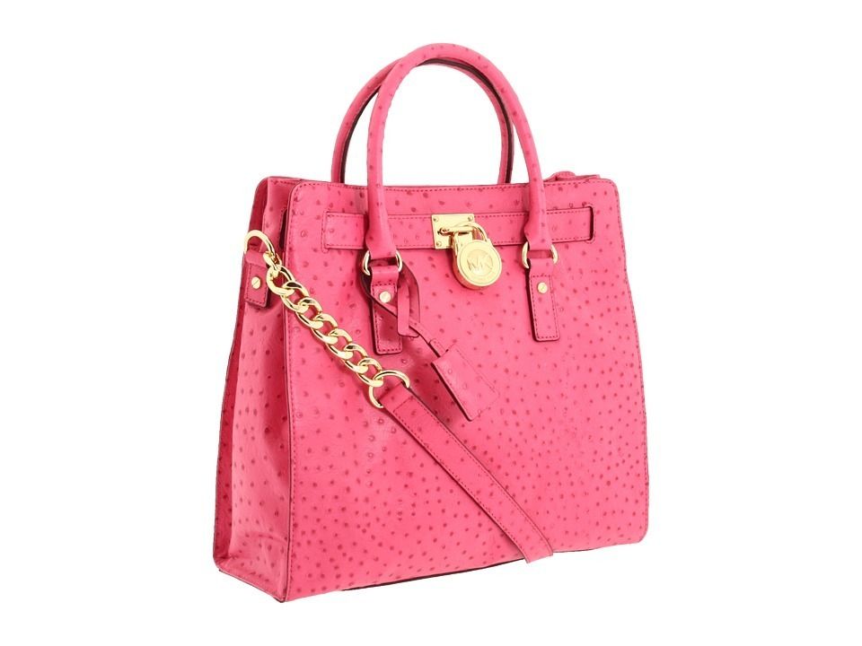 Michael Kors LG Pink Hamilton Ostrich North South Tote 398 00