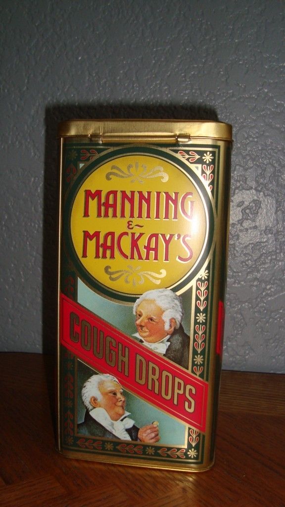 Manning & Mackays COUGH DROPS Vintage Advertising Tin 8 Made in