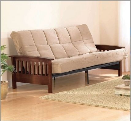 Mainstays Wood Arm Full Size Futon Walnut