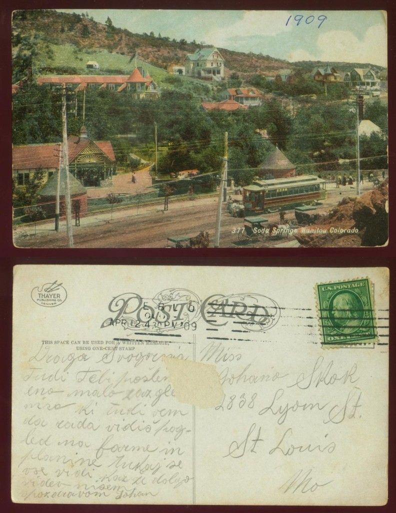 101510 Streetcar Soda Springs Manitou Co Colorado Postcard