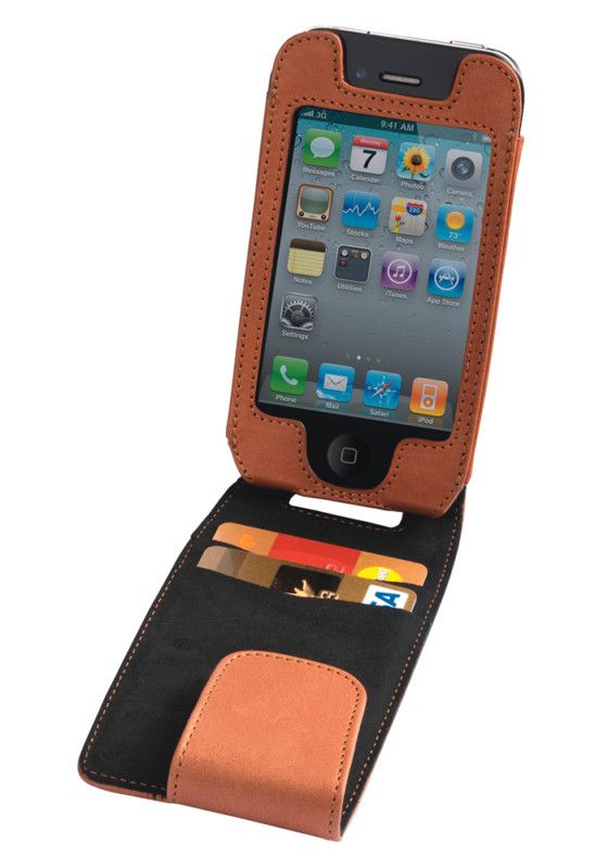 Trexta Maia Leather Flip Case Pouch iPhone 4 Camel Tan