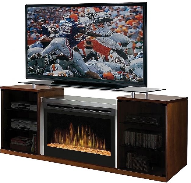 Dimplex Marana Electric Fireplace Media Console Cherry Glass Fire Bed