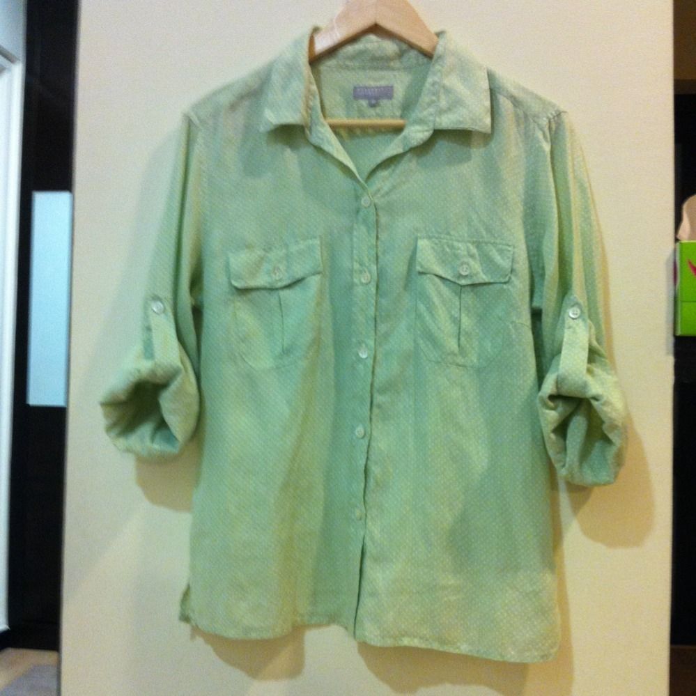 Margaret Howell Linen Light Green Polka Dot Shirt APC