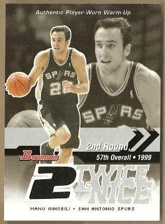 Manu Ginobili 04 Topps Twice as Nice Worn Warm Up Card