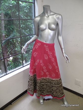 Margaret Loves Peter Pink Brown Indian Print Skirt M