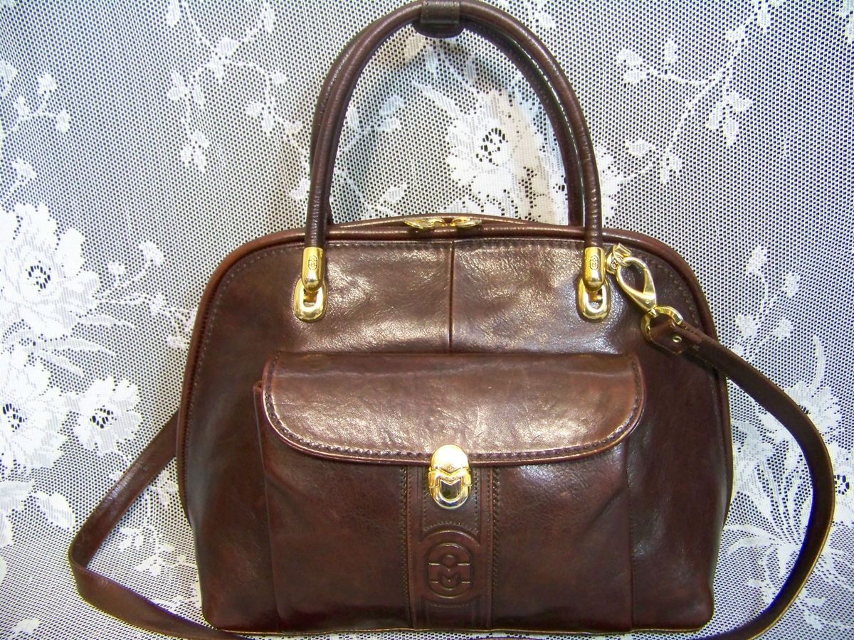 Marino Orlandi Italian Dome Mahogany Leather Sling x Body Bag