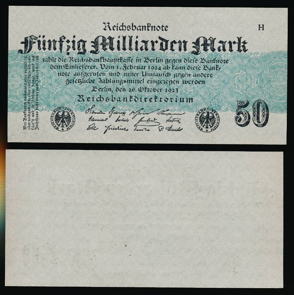 Germany Reichsbanknote 50 Billion Mark 1923 P 125 Ro 122B