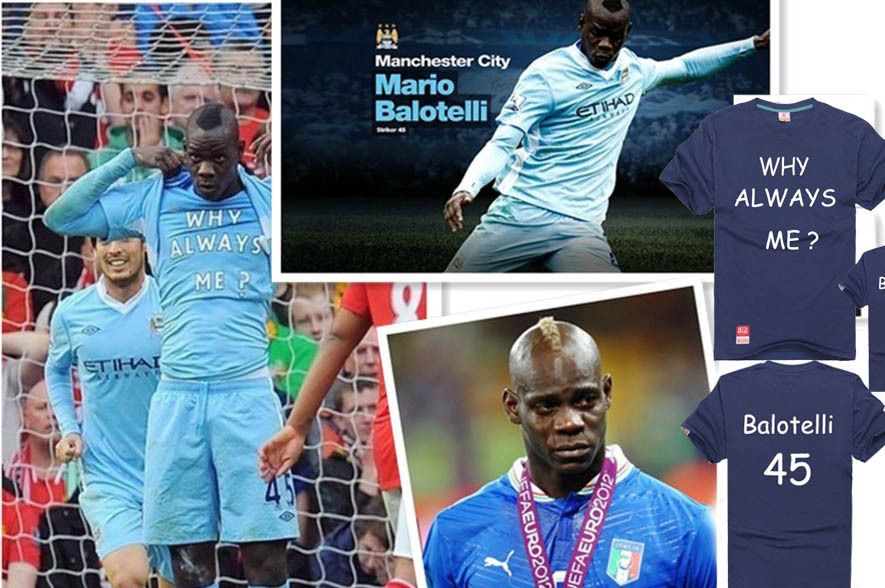 Mario Balotelli Cassano Why Always Me Manchester City Shirt Big Size 5