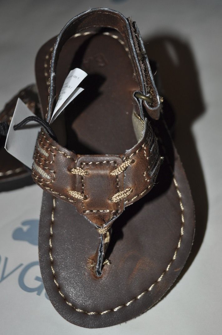 Baby Gap Toddler Baby Boy Ankle Strap Flip Flops 7 8 9 Leather Boys