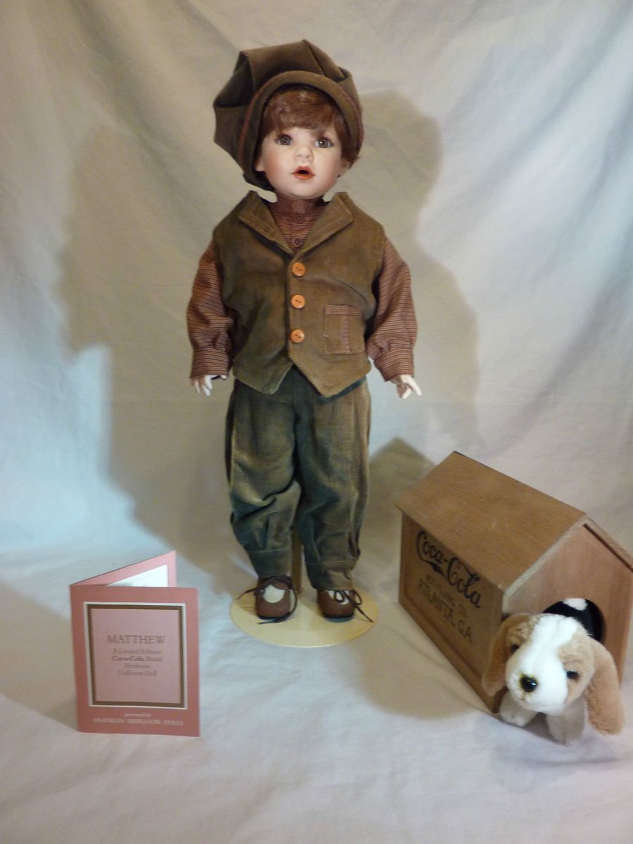 Franklin Mint Coca Cola Brand Doll Matthew A Boy and His Dog