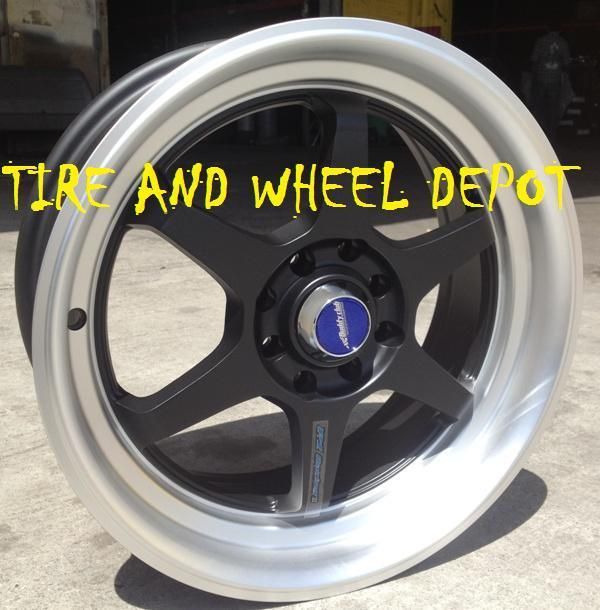 15 INCH ID466 MATT BLK MACH LIP RIMS AND TIRES CIVIC ACCORD INTEGRA