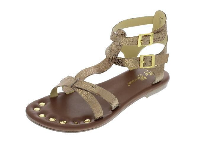 Matt Bernson NEW Gladiator Bronze Leather Crackled Flat T Strap